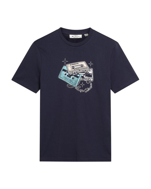 Ben Sherman Blue Short Sleeve Cassette Stack Tshirt In Dark Navy for men