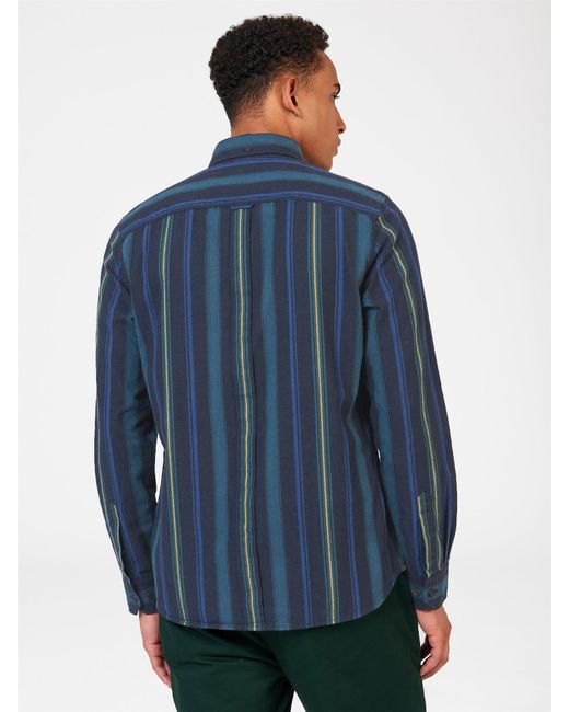 Ben Sherman Blue Recycled Oxford Stripe Shirt for men