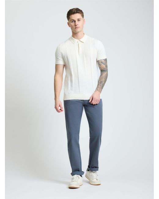 Ben Sherman White Short Sleeve Textured Polo In Ivory for men