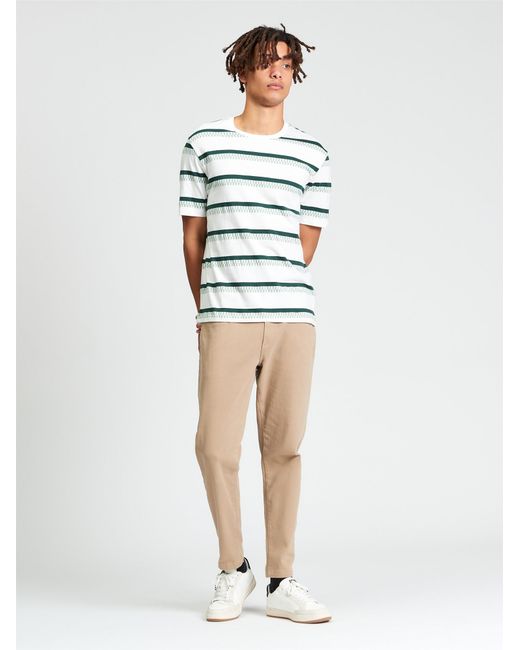 Ben Sherman Short Sleeve Jacquard Stripe Tshirt In Snow White for men