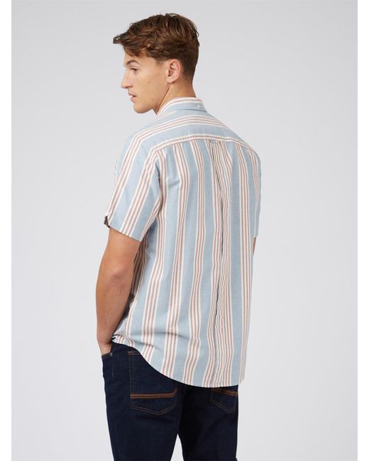 Ben Sherman White Block Stripe Shirt for men