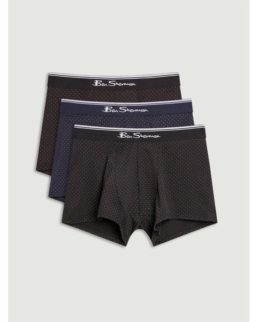 Ben Sherman Black 3 Pack Spot Mix Underwear In Assorted for men