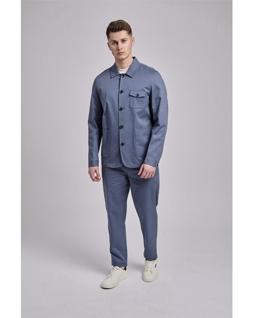 Ben Sherman Summer Twill Chore Jacket In Dusky Blue for men