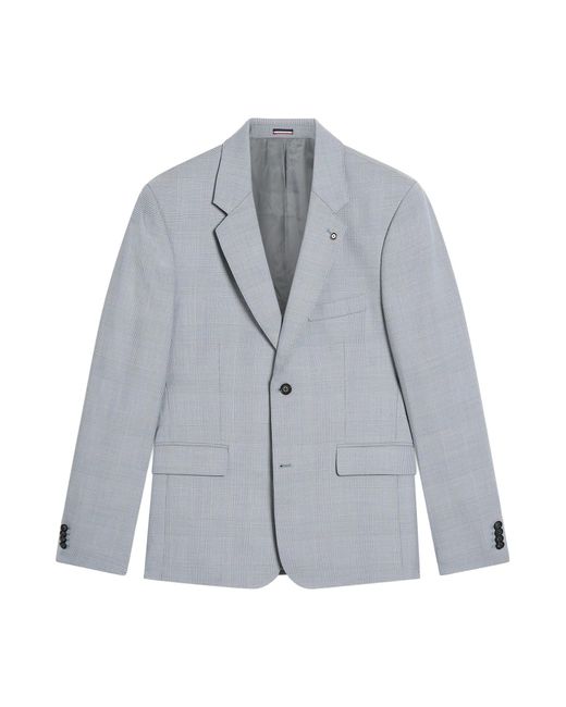Ben Sherman White Prince Of Wales Wool Check Jacket In Light Blue for men