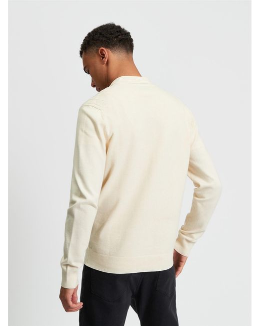 Ben Sherman White Button Through Cable Polo In for men