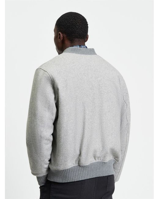 Ben Sherman Gray Wool Melange Bomber In Grey for men