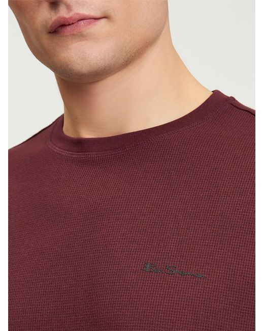 Ben Sherman Red Short Sleeve Waffle Tee In Light Grey for men
