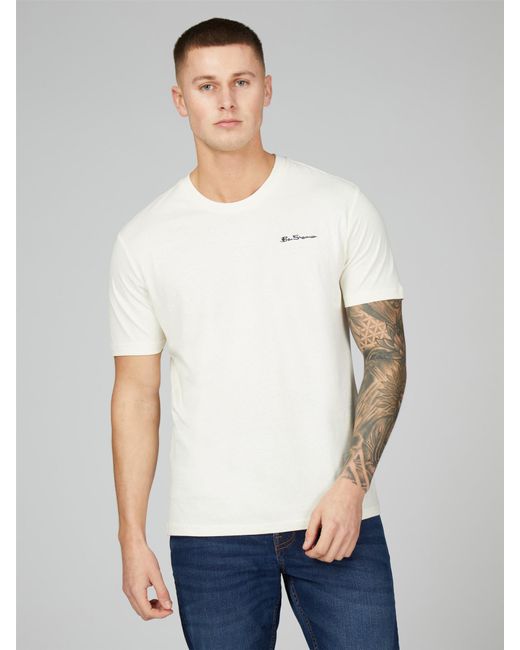 Ben Sherman White Chest Embroidery Tee for men