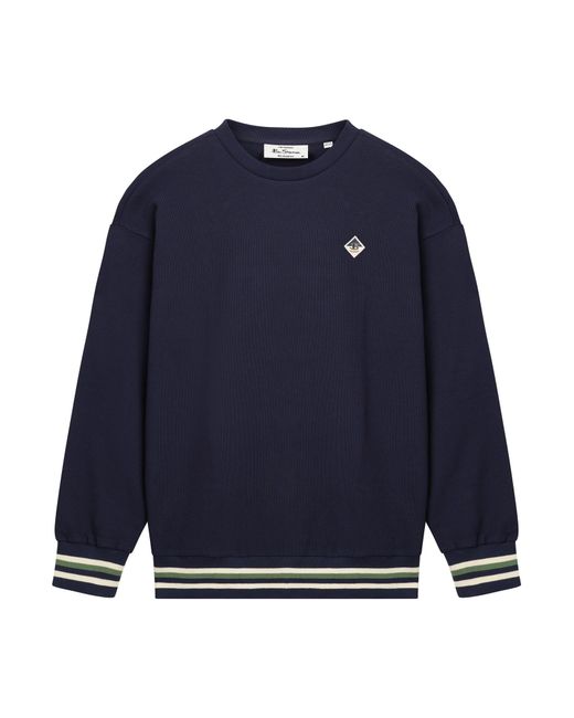 Ben Sherman Blue Textured Crew Neck In for men