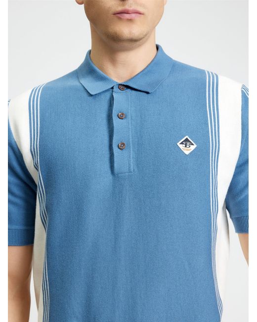 Ben Sherman Blue Short Sleeve Colour Block Sport Knitted Polo In for men