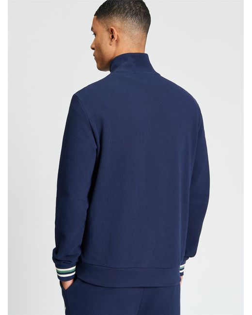Ben Sherman Blue Textured Half Zip In for men