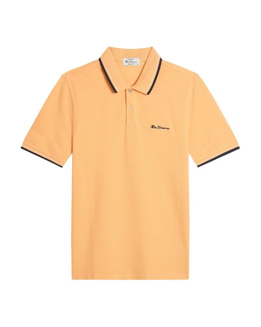 Ben Sherman Blue Short Sleeve Signature Pique Polo In Coral for men