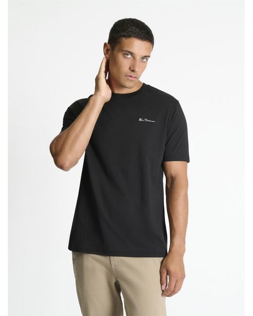 Ben Sherman Chest Embroidery Tee In Black for men