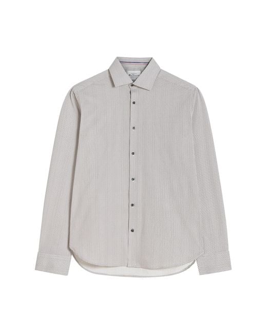 Ben Sherman Gray Mini Mod Geo Shirt In Tan for men