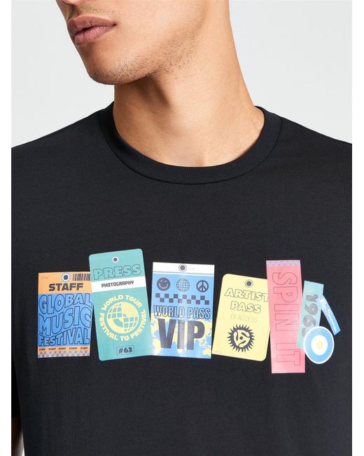 Ben Sherman Multicolor Short Sleeve Festival Pass Tshirt In Black for men