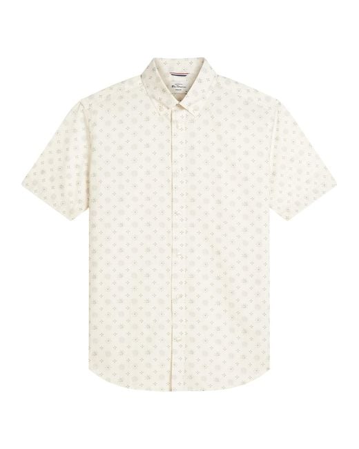 Ben Sherman Blue Short Sleeve Scattered Geo Print Shirt In Sage for men