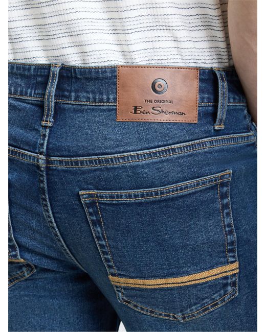 Ben Sherman Blue Dark Wash Straight Fit Jean In Denim for men