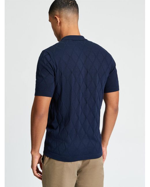 Ben Sherman Blue Short Sleeve Texture Sport Knitted Polo In for men