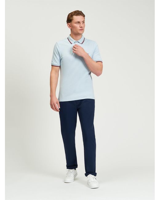 Ben Sherman Short Sleeve Signature Pique Polo In Powder Blue for men