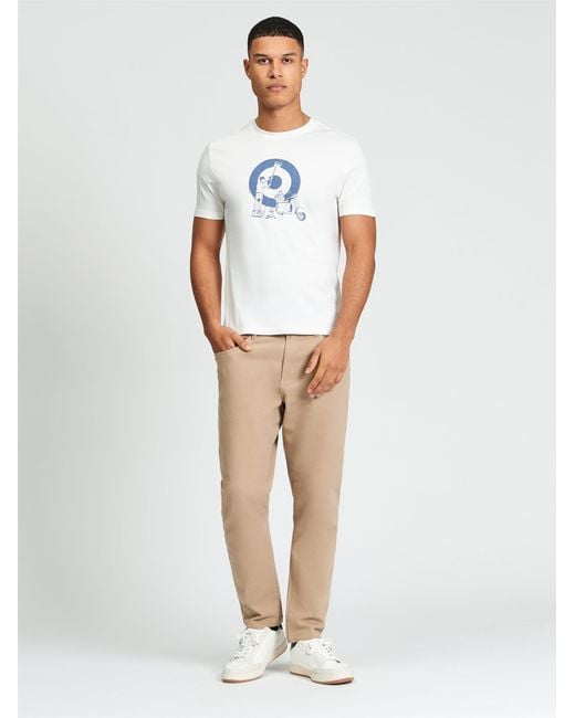 Ben Sherman White Short Sleeve Rascal Target Tshirt In Ivory for men