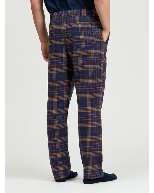 Ben Sherman Blue Brushed Multi Check Trouser In Dark Navy for men