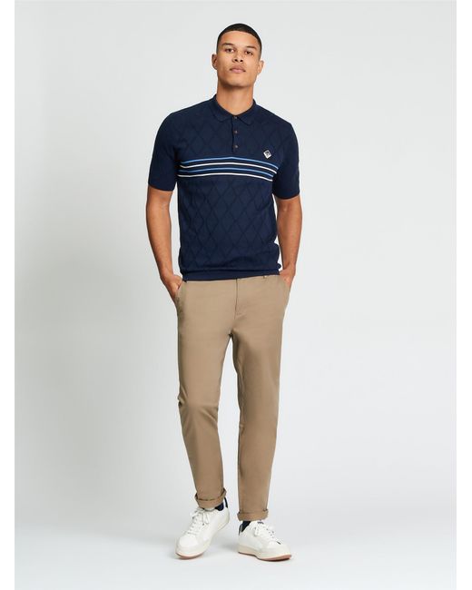Ben Sherman Blue Short Sleeve Texture Sport Knitted Polo In for men