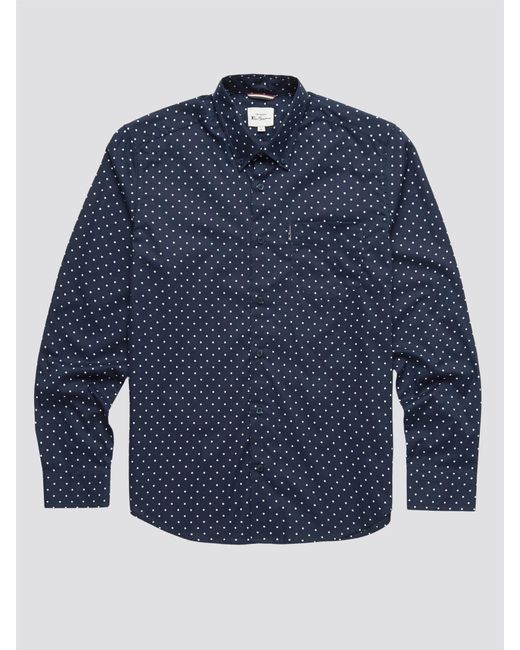 Ben Sherman Blue Polka Dot Print Shirt for men