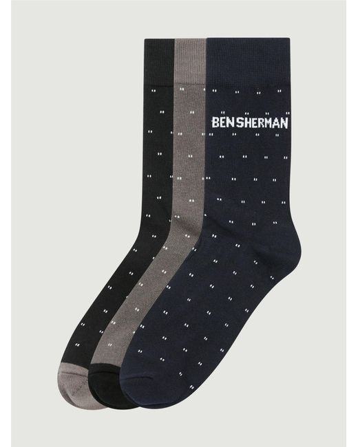 Ben Sherman Black 3 Pack Spot Socks In Assorted for men