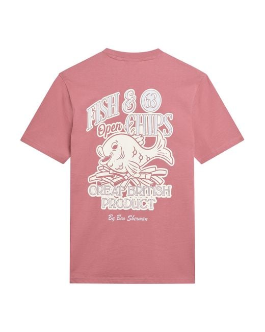 Ben Sherman Multicolor Short Sleeve Fish And Chips Tshirt In Raspberry for men