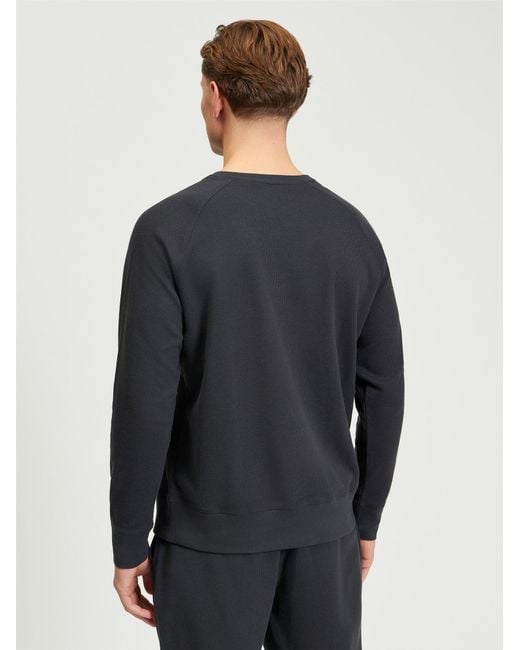Ben Sherman Blue Long Sleeve Waffle Tee In Charcoal for men