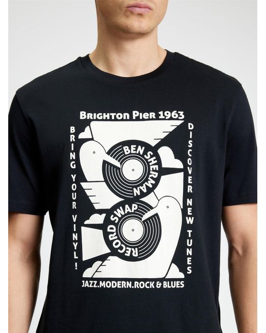 Ben Sherman Multicolor Short Sleeve Record Swap Tshirt In Black for men