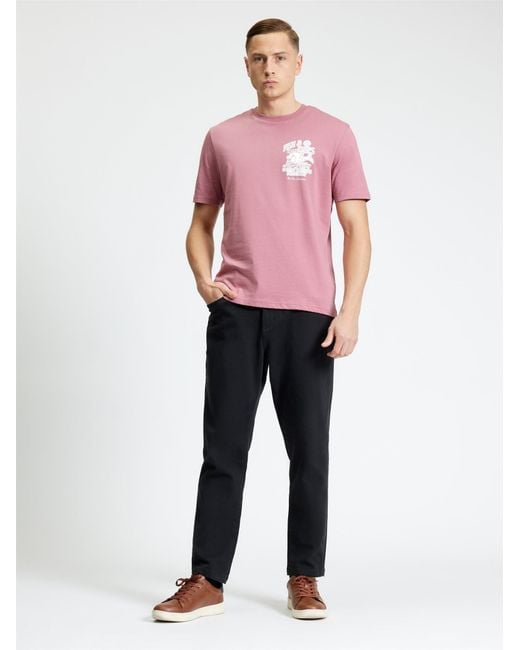 Ben Sherman Multicolor Short Sleeve Fish And Chips Tshirt In Raspberry for men