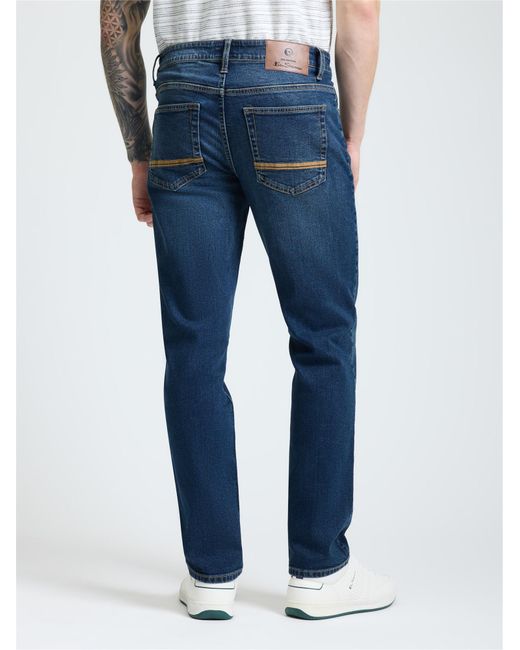 Ben Sherman Blue Dark Wash Straight Fit Jean In Denim for men