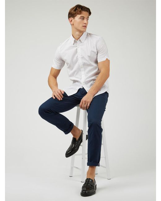 Ben Sherman White Spot Dash Print Shirt for men