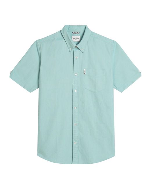 Ben Sherman Short Sleeve Signature Oxford Shirt In Blue for men