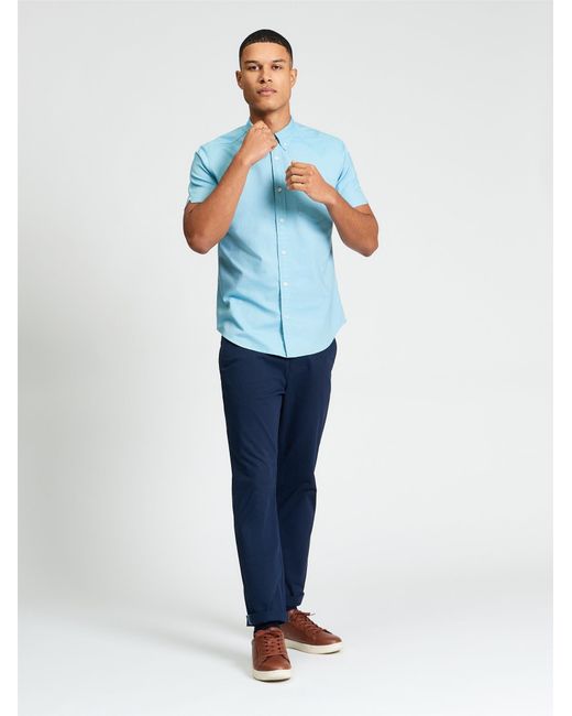 Ben Sherman Short Sleeve Signature Oxford Shirt In Blue for men