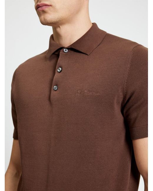 Ben Sherman Brown Signature Short Sleeve Polo In Chestnut for men