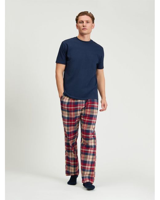 Ben Sherman Brushed Heritage Check Trouser In Red for men