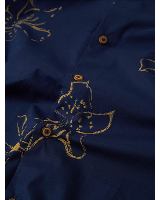 Ben Sherman Blue Linear Floral Print Shirt for men