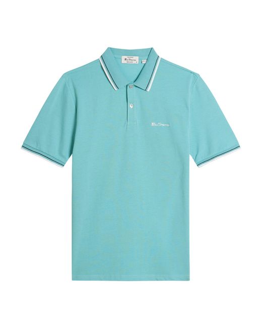 Ben Sherman Blue Short Sleeve Signature Pique Polo In Turquoise for men