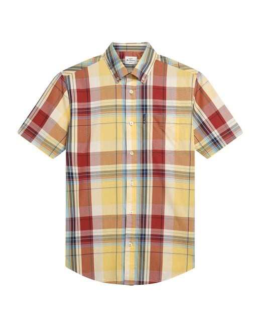 Ben Sherman Blue Short Sleeve Oversized Check Shirt In for men