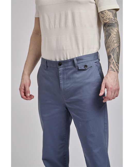 Ben Sherman Summer Twill Trousers In Dusky Blue for men