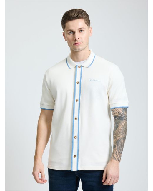 Ben Sherman Contrast Tipping Shirt In Snow White for men
