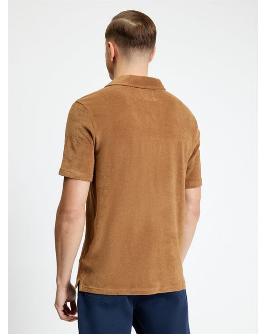 Ben Sherman Blue Short Sleeve Towelling Polo In Light Brown for men