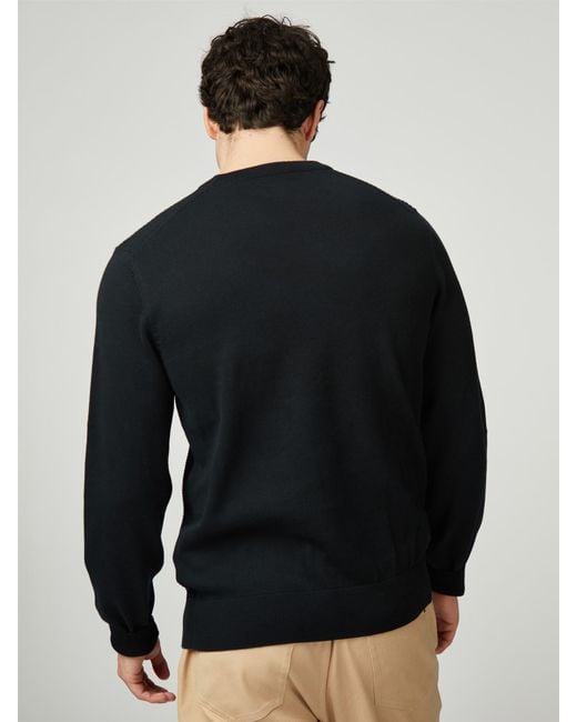 Ben Sherman Black Textured Front Crew for men