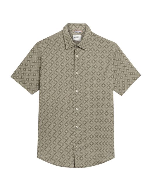 Ben Sherman Green Short Sleeve Linear Geo Print Shirt In for men