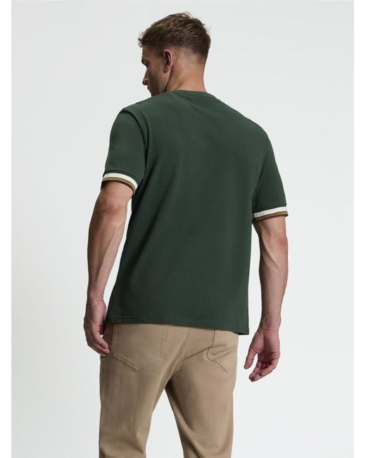 Ben Sherman Short Sleeve Textured Tipped Tshirt In Bottle Green for men