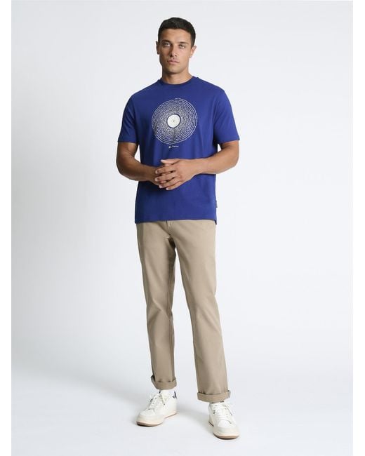 Ben Sherman Sound Waves Record Tee In Persian Blue for men