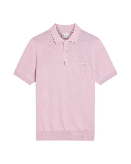 Ben Sherman White Signature Short Sleeve Polo In Lilac for men