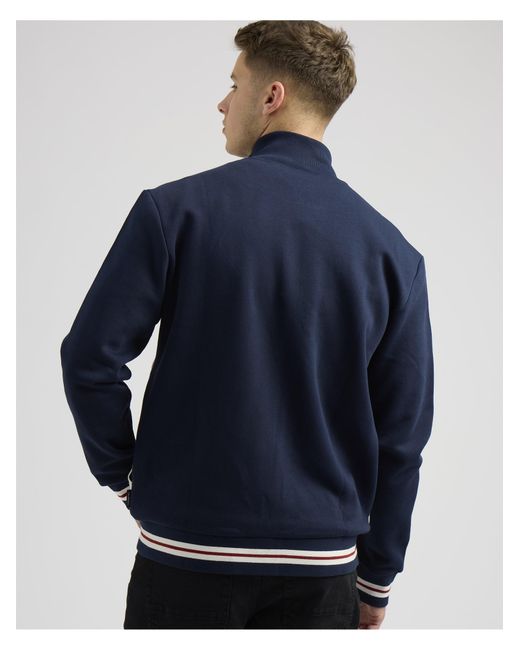 Ben Sherman Red Colour Block Zip Through Sweatshirt In Dark Navy for men